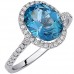 Λευκόχρυσο δαχτυλίδι Κ18 με διαμάντια και London Blue Topaz